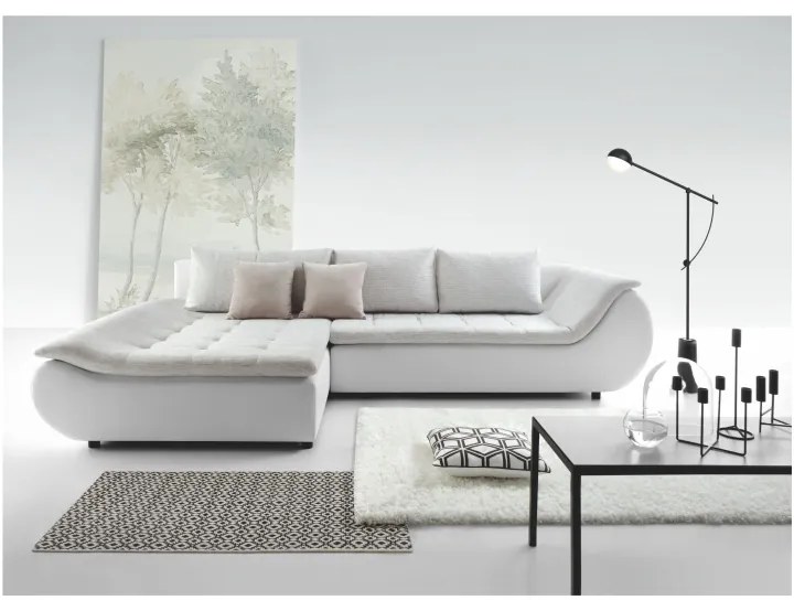 Set canapea, alb/gri deschis/roz pudră, ţesătură Soro stânga, BRATO