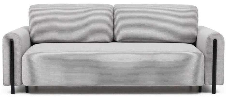 Canapea gri deschis extensibilă/cu spațiu de depozitare cu tapițerie din catifea reiată 244 cm Arcadova – ELTAP