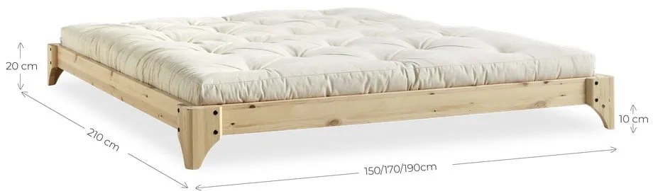 Pat din lemn de pin Karup Design Elan, 160 x 200 cm, natural