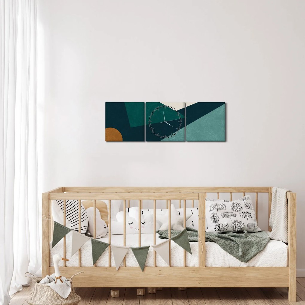 Tablou - Abstract cubic (cu ceas) (90x30 cm)