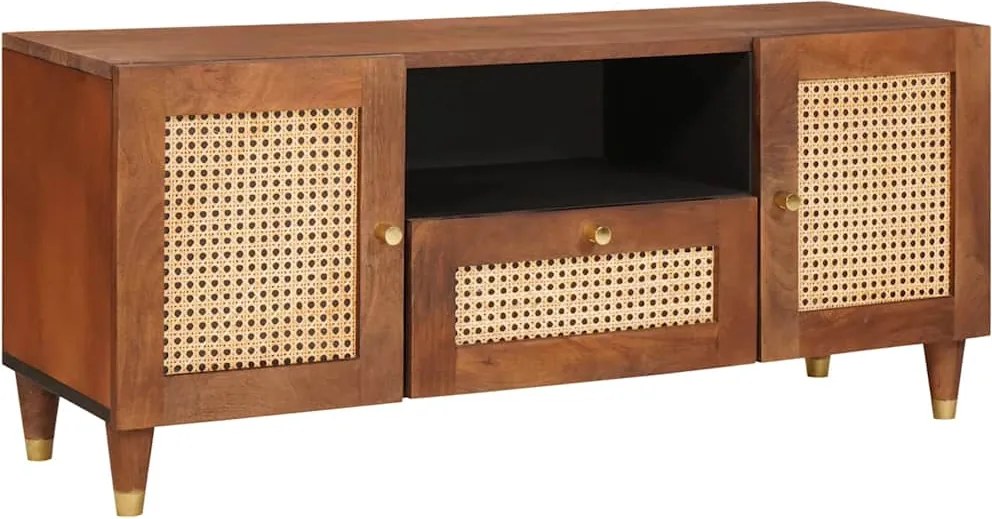 vidaXL Cabinet TV cu raft Maro 105 x 33,5 x 46 cm Lemn de mango solid