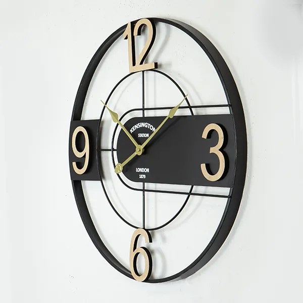 Ceas de perete 1xAA d. 60 cm negur