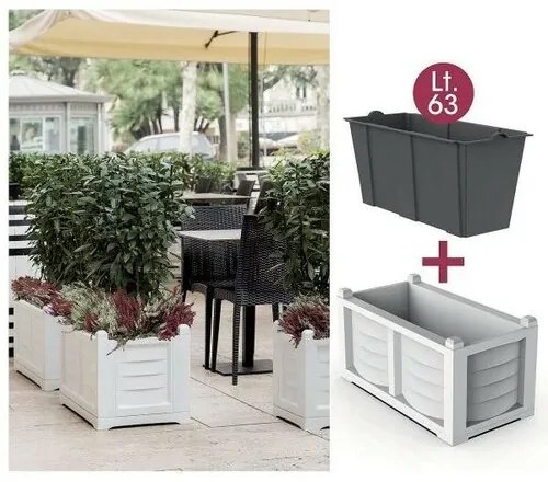 Jardinieră cu volum mare și recipient de plantat  Bama Arredo antracit, 79 x 35 x 37 cm