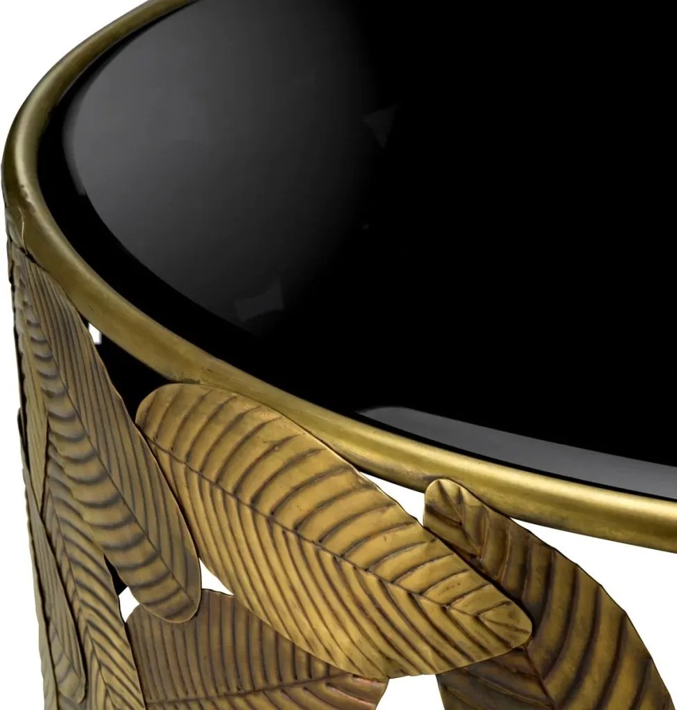 Masuta de Cafea Design LUX, Alama, Sticla, Negru, Botanico