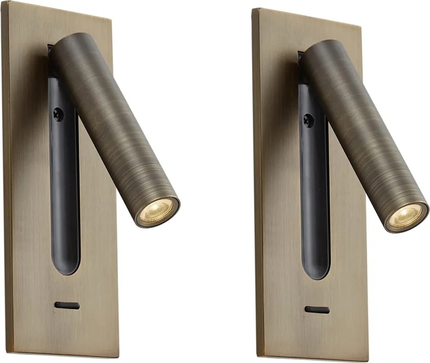 Set de 2 Aplice Moderne Bronz Închis Incl. LED - Plaza