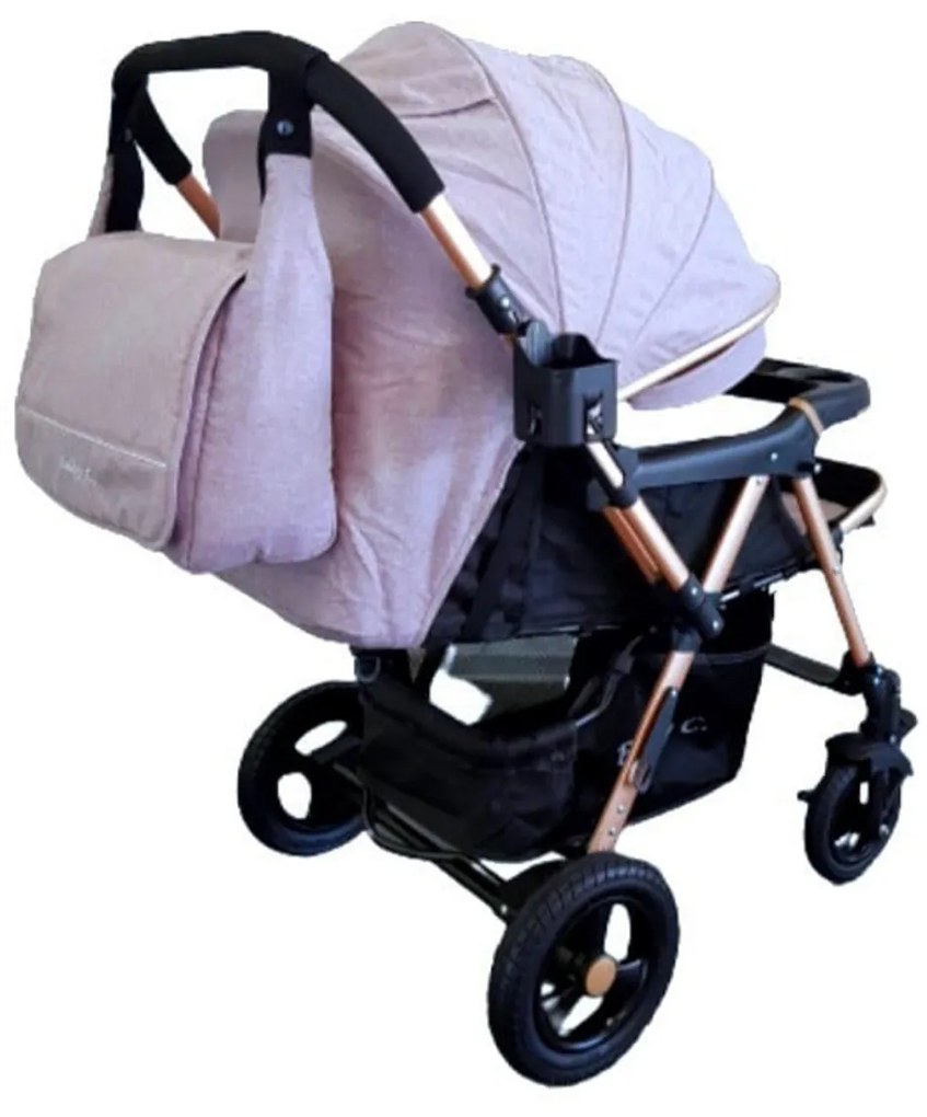 Carucior nou nascuti 2 in 1 BABY CARE™ PRO 511, Cu geanta bebe inclusa, Cadru aluminiu, Maner reversibil, Spatar reglabil in 5 trepte, Amortizoare,