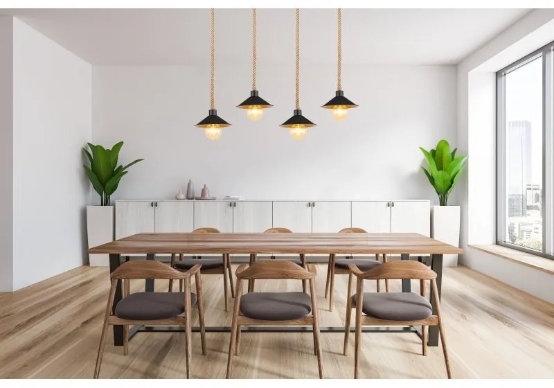 Lustra cu 4 pendule design industrial DIANA negru