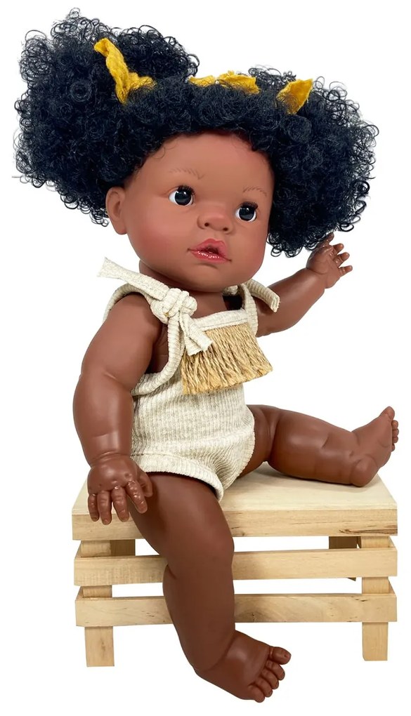 Papusa Artizanala Nines d'Onil cu miros de vanilie - Joy Afro (37 cm)