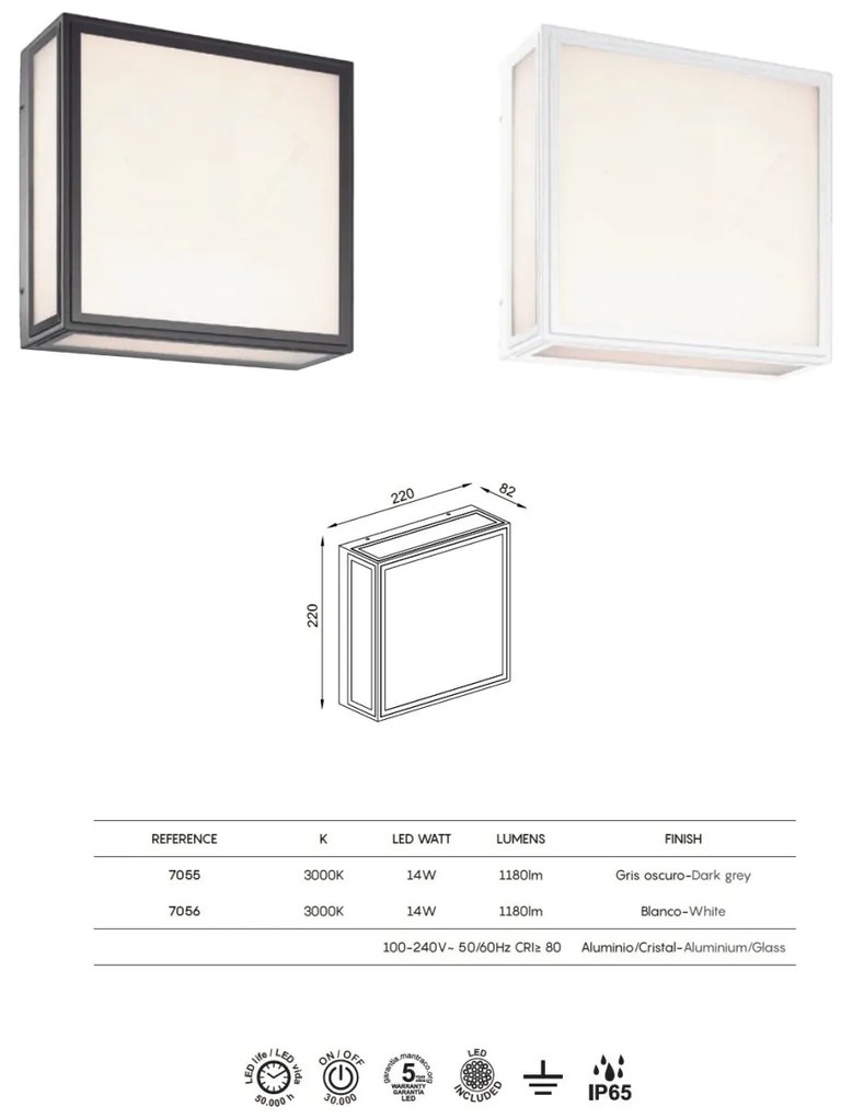 Aplica LED de perete/tavan iluminat exterior IP65 BACHELOR gri inchis