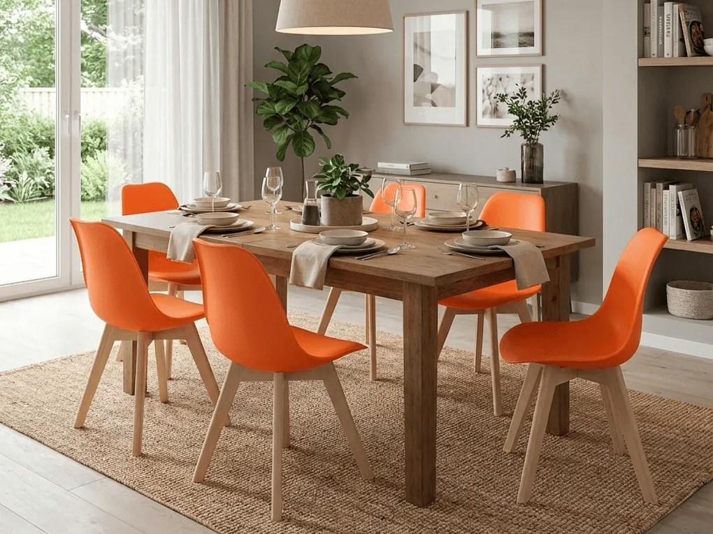 Scaun portocaliu KITO cu picioare din lemn de fag