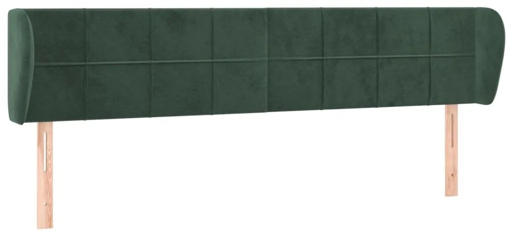 3117213 vidaXL Tăblie de pat cu aripioare verde închis 203x23x78/88 cm catifea