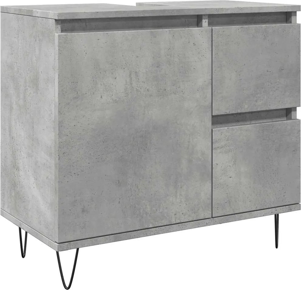 vidaXL Dulap de chiuvetă baie, gri beton, 65x33x60 cm, lemn prelucrat