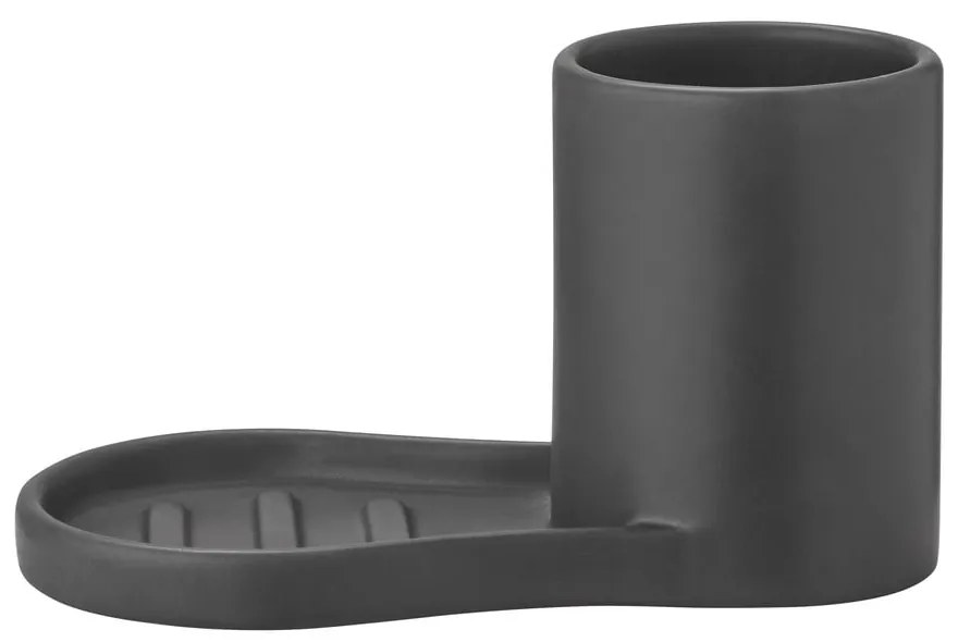 Suport pentru accesorii de spălat negru din gresie Piro – Blomus
