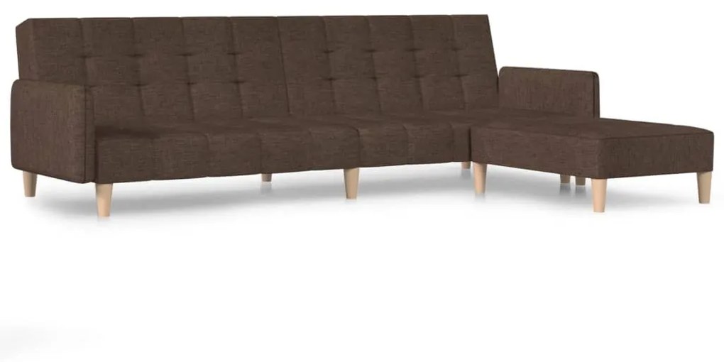 3080550 vidaXL Canapea extensibilă cu 2 locuri și taburet, maro, textil