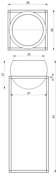 Ghiveci metalic 81,3x29 cm negru