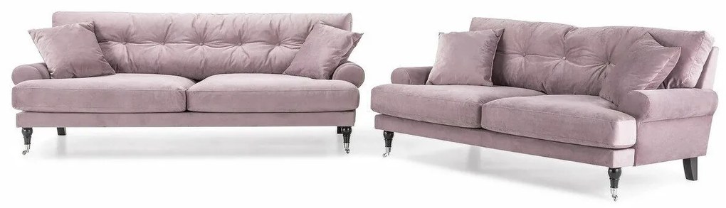 Set mobilier tapițat Seattle E128Roze, Tapiterie, Picioare: Lemn, Role, Metal