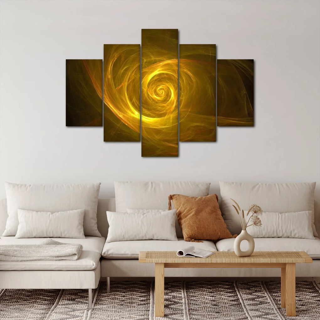 Tabloul cu spirala abstractă în galben (150x105 cm)