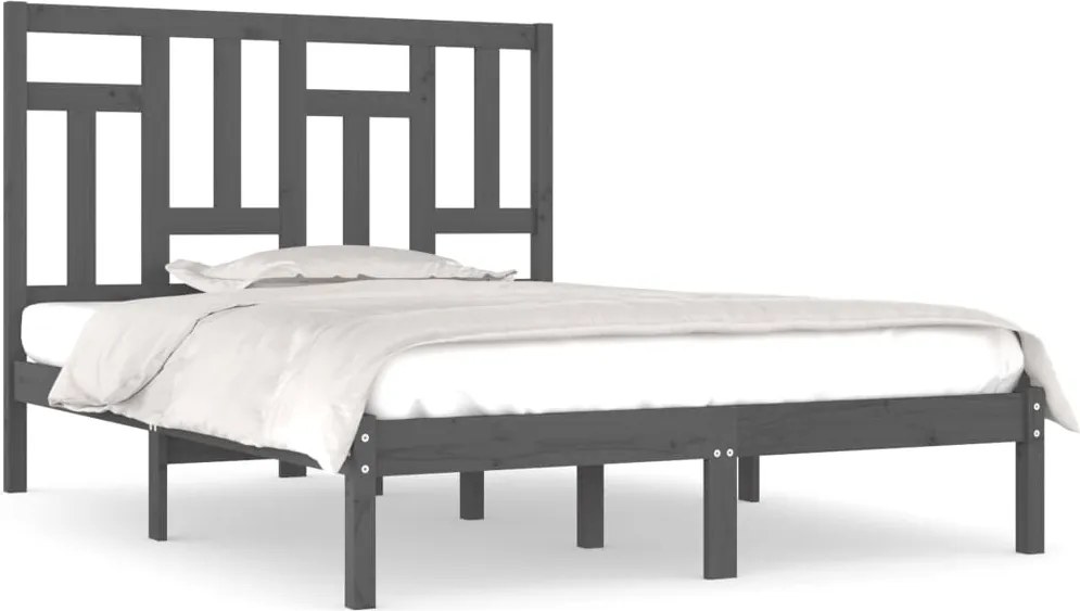 vidaXL Cadru de pat, gri, 200x200 cm, lemn masiv de pin