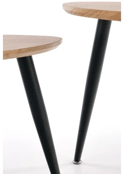 SET 2x măsuță laterală NICEA d. 40/60 cm stejar auriu/negru