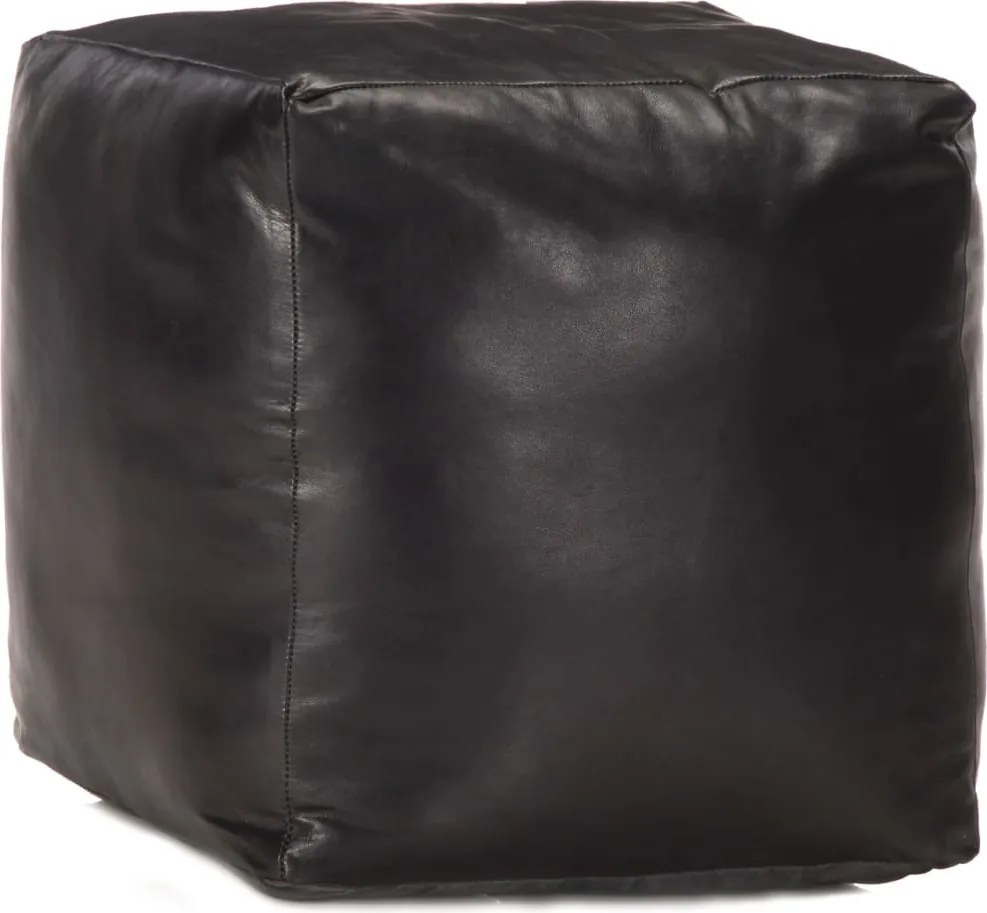 vidaXL Fotoliu puf, negru, 40 x 40 x 40 cm, piele naturală de capră