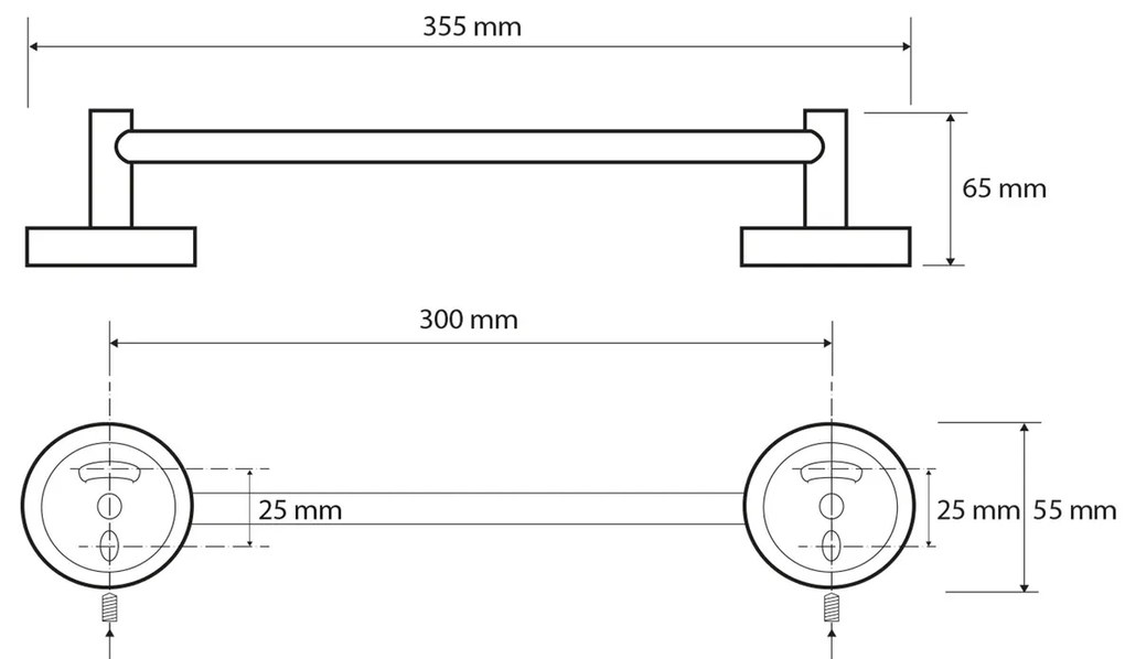 SAPHO XR406 X-Round E suport pentru prosoape 35cm, argintiu