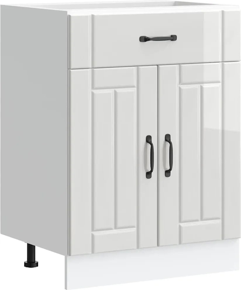 vidaXL Dulap de bază de bucătărie „Lucca” lemn prelucrat alb lucios