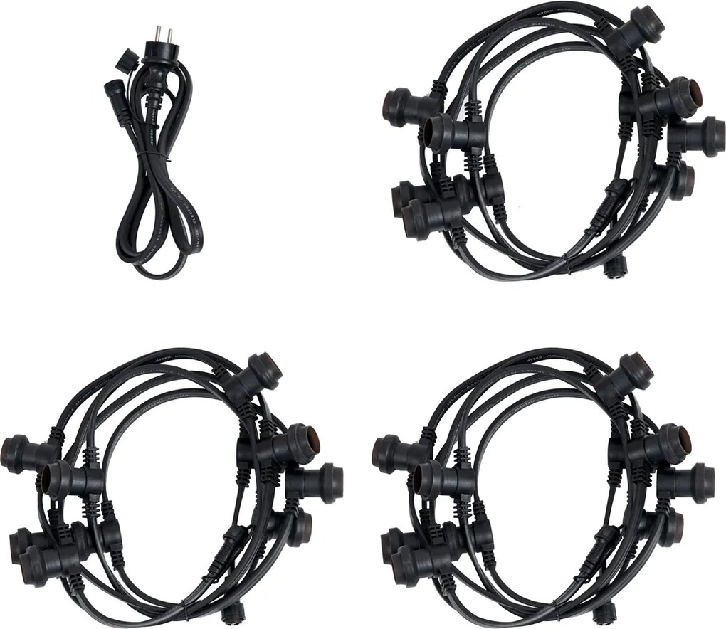 Ghirlandă luminoasă conectabilă neagră cu priză 14m incl. E27 P45 30 lumini IP64 - Lubber