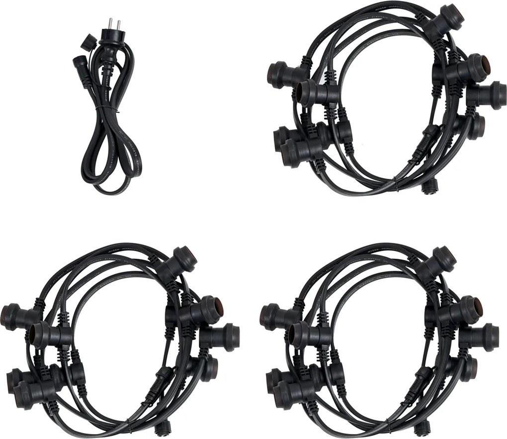Ghirlandă luminoasă neagră conectabilă cu ștecher 18m Incl. E27 P45 30 de lumini IP44 - Lubber