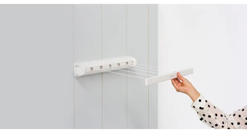 Uscator de rufe rabatabil Brabantia Pull-out 90300175, 22 m, Montare pe perete, Blocare automata, Rezistent la coroziune, Alb