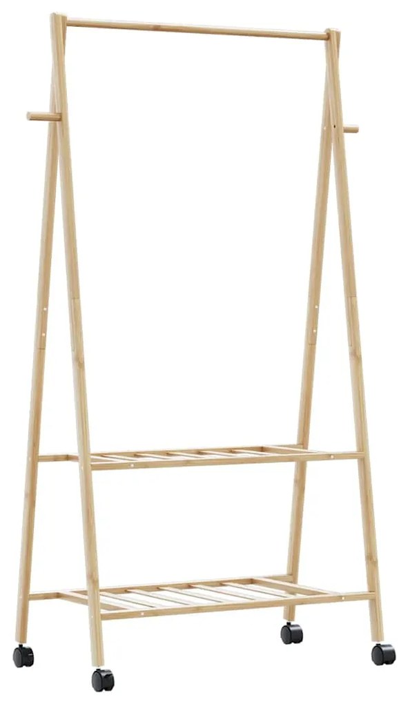 vidaXL Suport pentru haine cu rafturi și roți 96x45,5x155,5 cm bambus