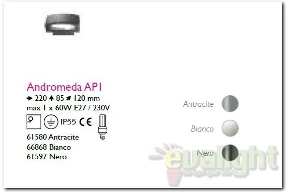 Aplica de perete exterior cu iluminat up-and-down IP55 ANDROMEDA AP1 antracit 61580