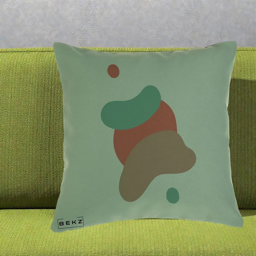 Perna Decorativa Abstract Forme Fluide Coral, 40x40 cm, Verde, Husa Detasabila, Perna Inclusa, BEKZ®