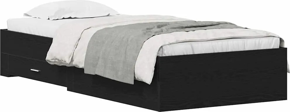 vidaXL Cadru de pat cu sertar Stejar Negru 100 x 200 cm Lemn compozit