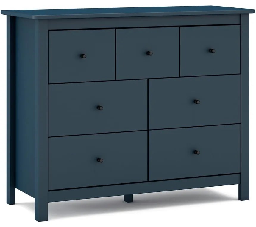 Comodă albastru-închis joasă din lemn masiv de pin 110x80 cm Misti – Marckeric