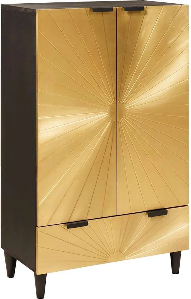 vidaXL Dulap lateral cu sertar cu ușă Negru și Aur 60 x 33,5 x 100 cm