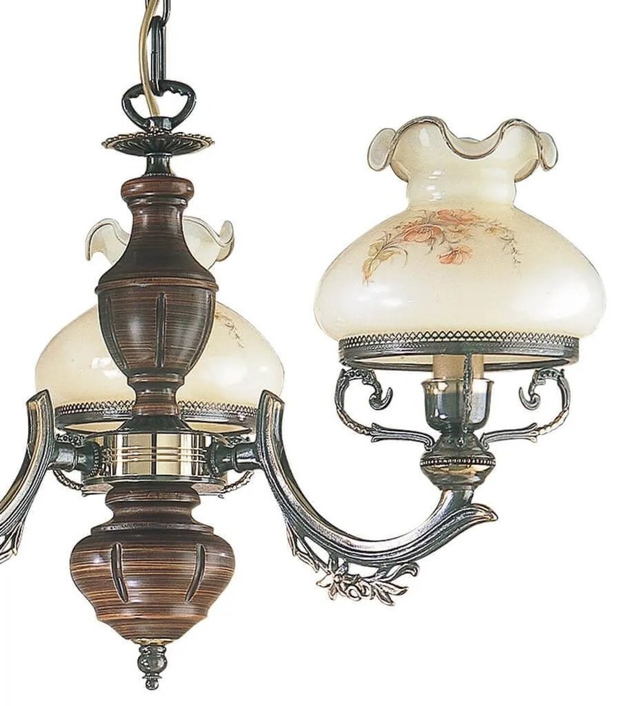 Candelabru clasic cu 3 brate design italian din alama cu lemn 2812