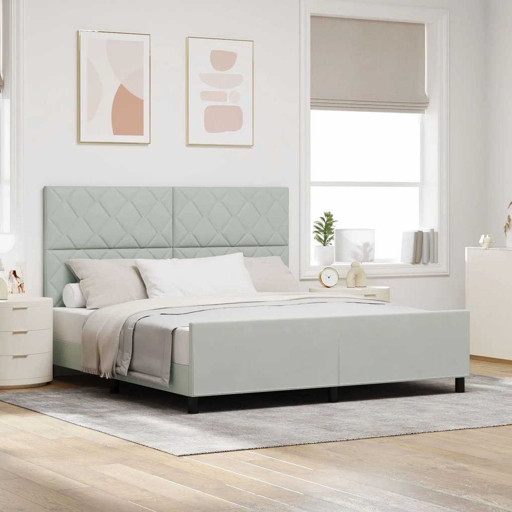 vidaXL Cadru de pat, gri deschis, 180x200 cm, catifea