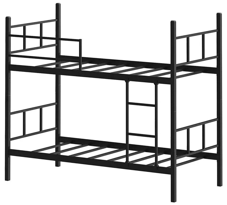 Pat supraetajat metalic MAVEN 90x200 cm, negru, capacitate 2 x 100 kg