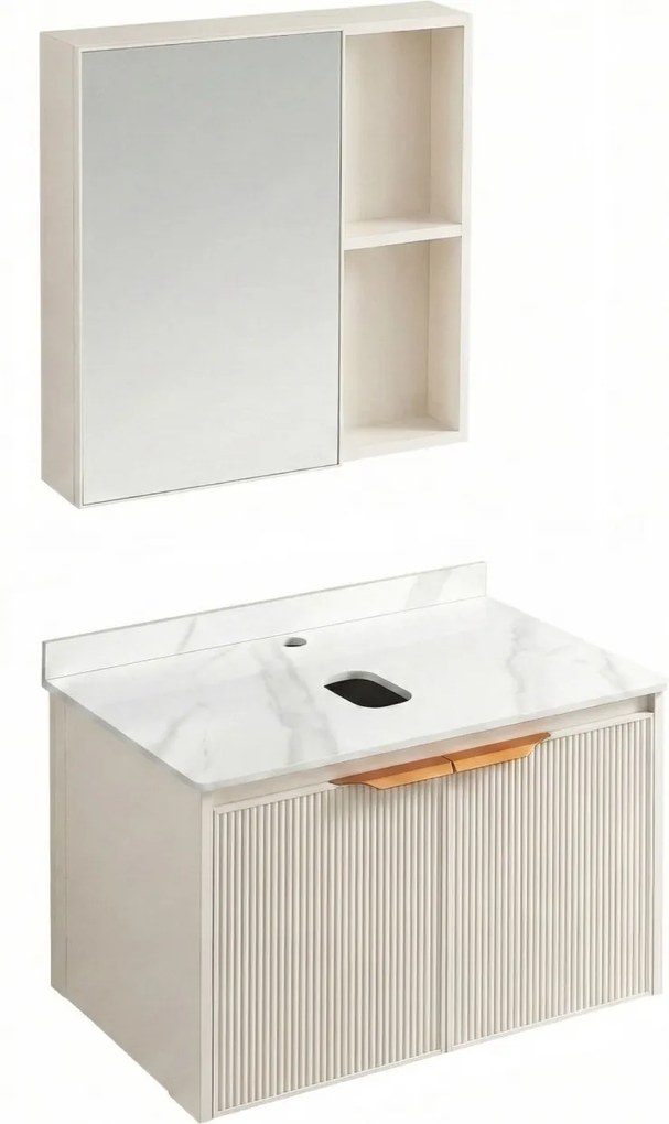 Set de mobilier de baie cu blat Marti 60cm Beige