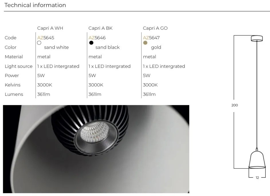 Pendul LED din metal design decorativ CAPRI A auriu
