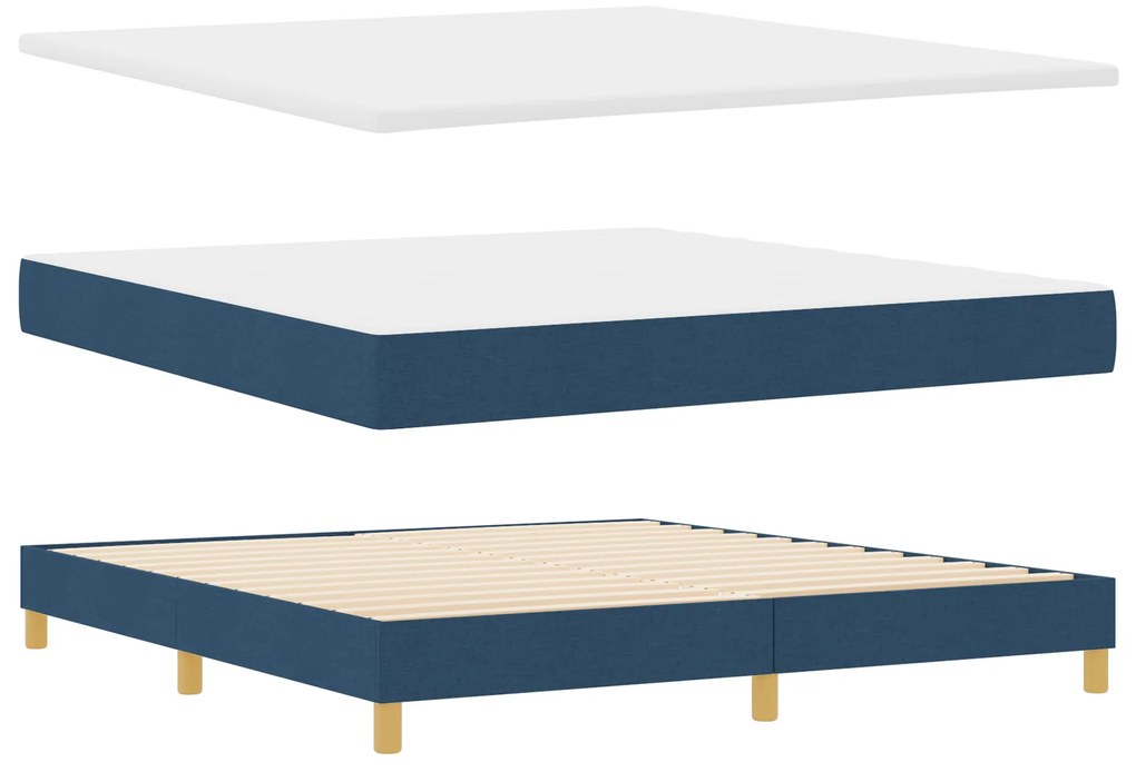 vidaXL Pat cu saltea tip box spring Albastru, 180 x 200 cm, Material textil.