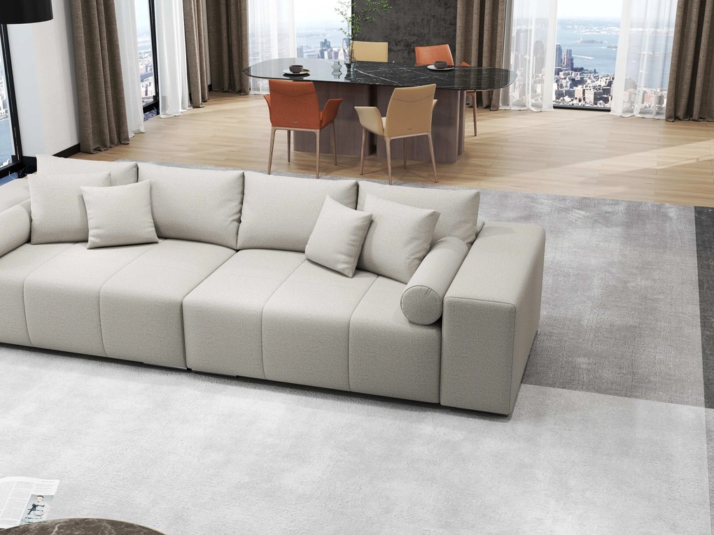 Canapea extensibilă dumonde cu ladă de depozitare si sezut confortabil din spuma high-density, Marbela Enjoy Beige XXL 295x100 cm