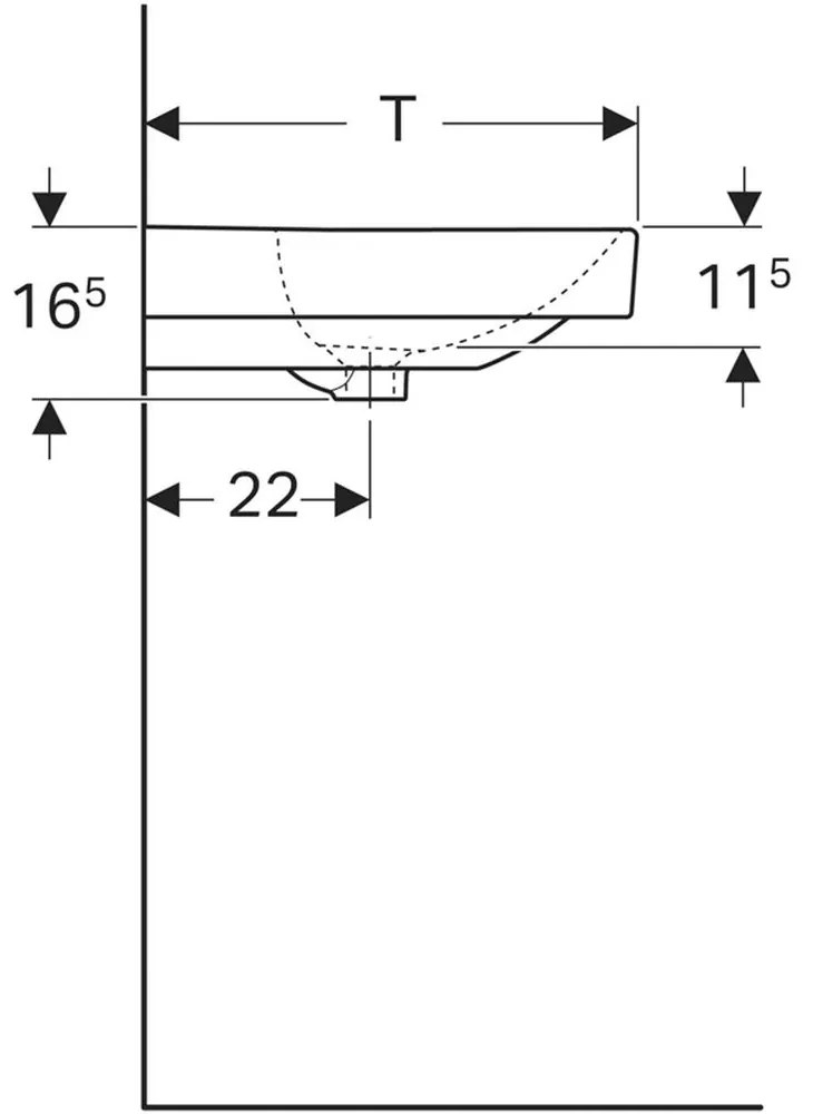 Lavoar baie pe mobilier alb 90 cm, dreptunghiular, Smyle Square Geberit 900x480 mm