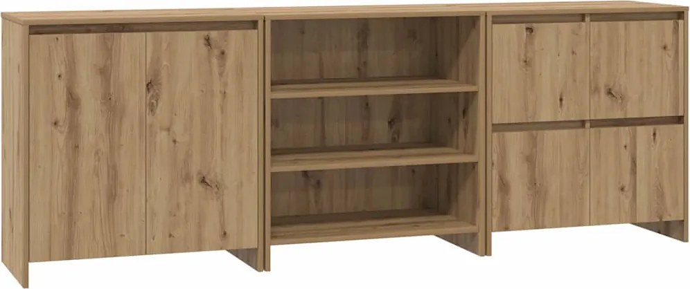 vidaXL Bufet 3 pcs Stejar Artizanal 70 x 41 x 75 cm Lemn compozit