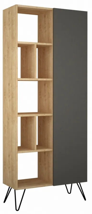 Biblioteca Jedda Bookcase, Stejar / Antracit