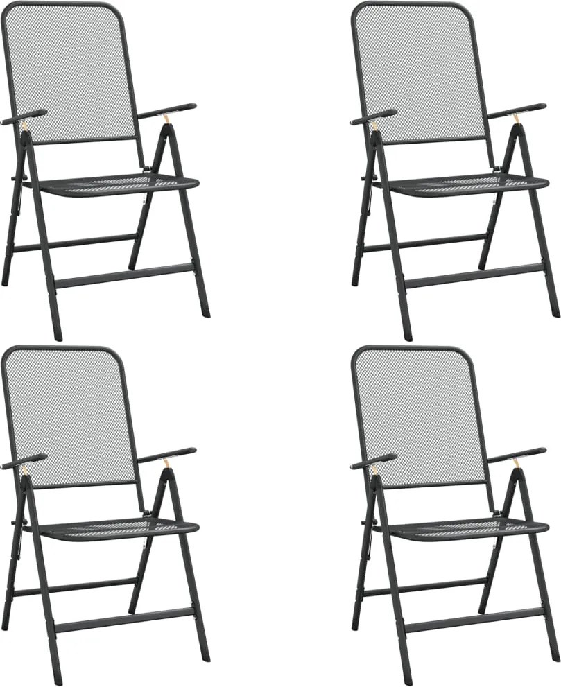 vidaXL Scaune pliabile de grădină, 4 buc., antracit, plasă de metal