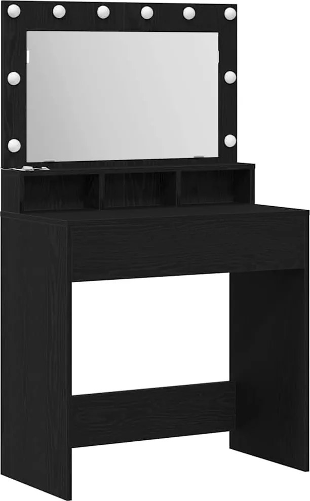 vidaXL Masă de Machiaj Stejar Negru 75,5 x 41 x 135 cm Lemn compozit