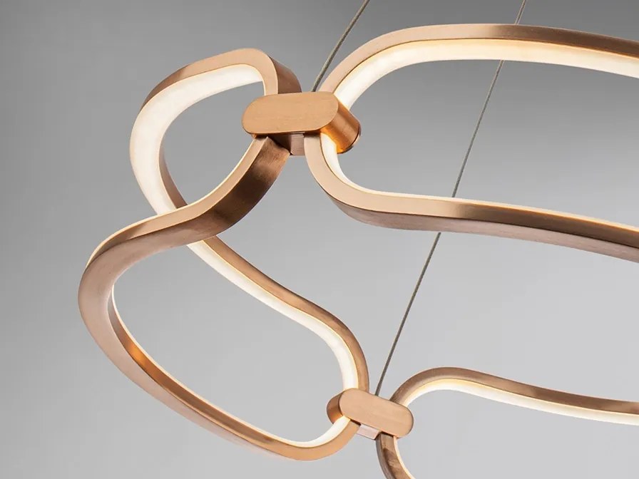 Lustra LED suspendata design ultra-modern, dimabila cu telecomanda, 60cm Colette auriu roze