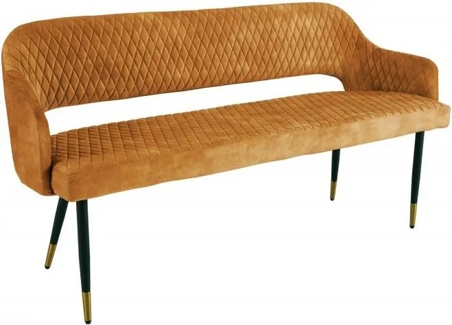 Bancheta tapitata design modern Paris 160cm, galben mustar
