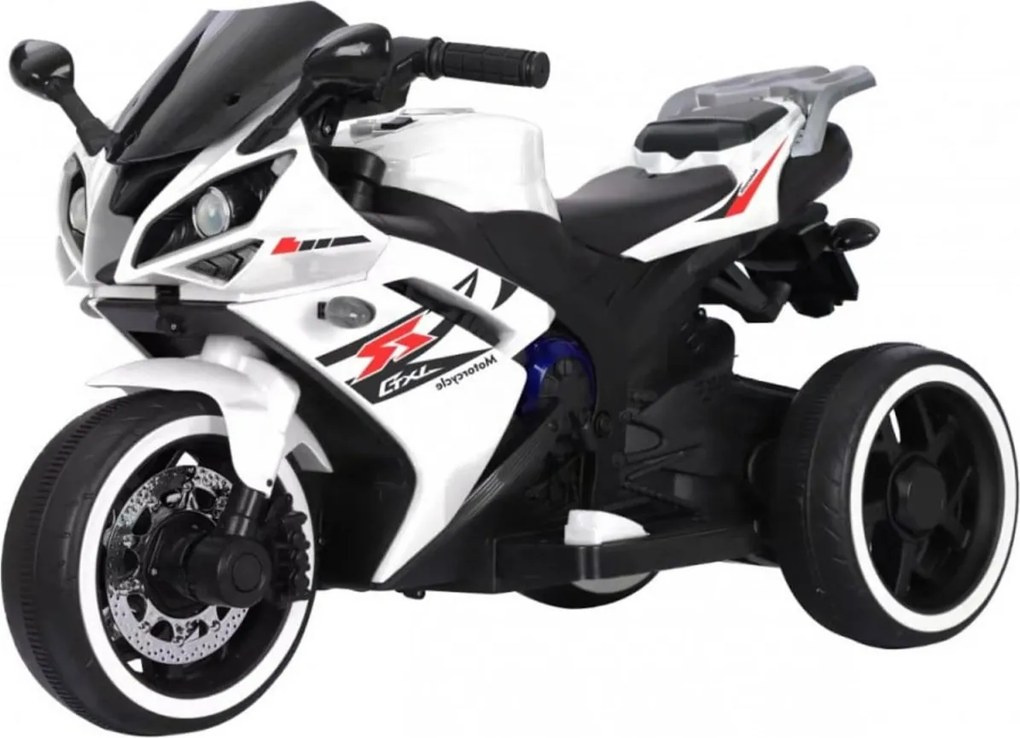 Motocicleta Electrica cu Acumulator Pentru Copii NOVOKIDS™ Storm Motor Trio GTX, Cu melodii si lumini, 12V, Max 30 kg, Trotineta Electrica, 3 Roti,
